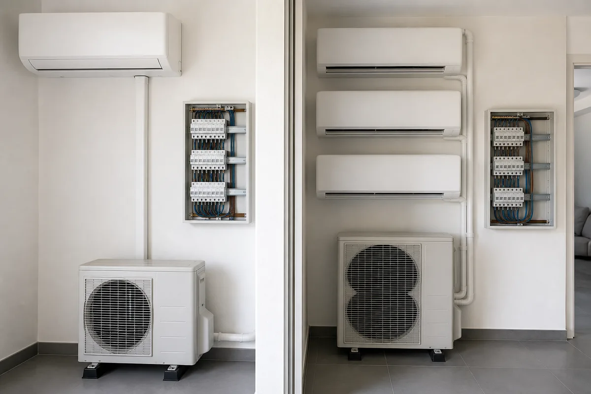 Comparaison entre une installation monosplit et un système multisplit dans un logement